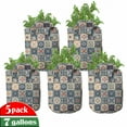 thumbnail image 1 of Moroccan Grow Bags 5-Pack, Portuguese Tiles Motif, Heavyduty Fabric Pots with Handles for Plants, 2 Sizes, Dark Blue Amber Red, by Ambesonne, 1 of 3