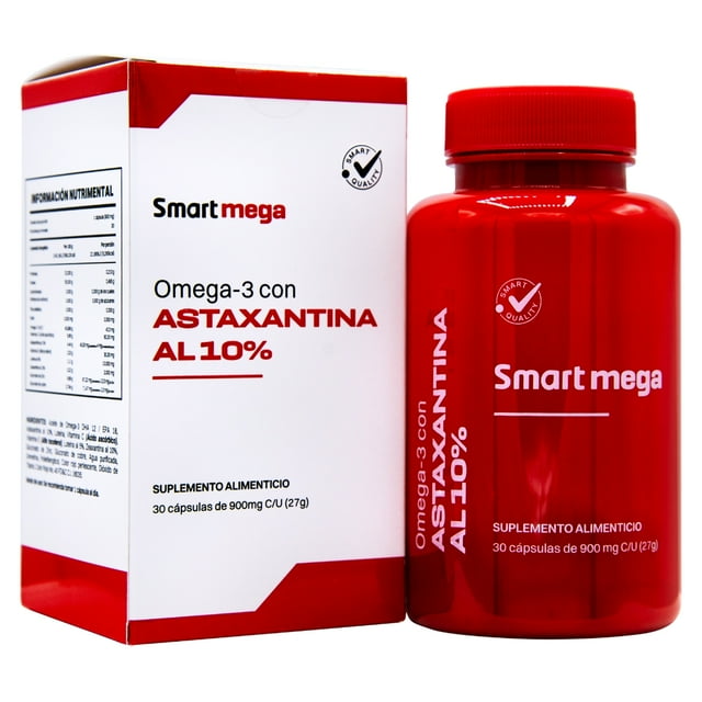 Smart Mega ANAHUAC Omega 3 con Astaxsantina al 10% 30 Cápsulas Suplemento Alimenticio SMART MEGA