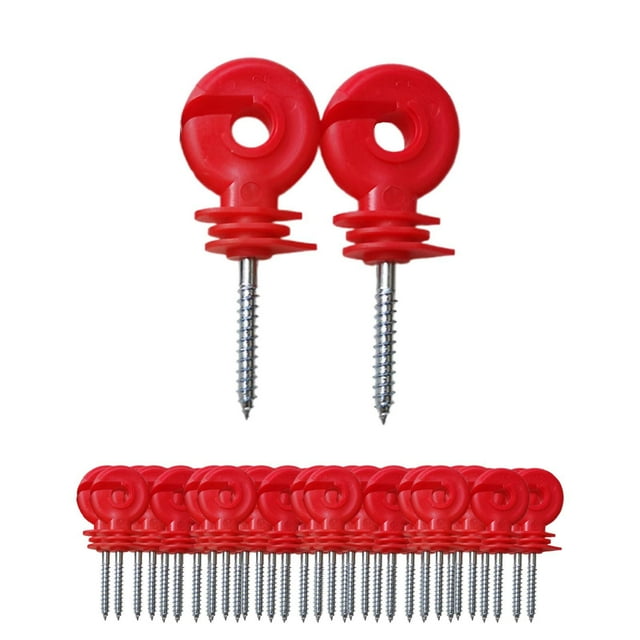 S SERENABLE 100Pcs Electric Fence Insulators Premium Fence Circle Post Wood Post Insulator Red
