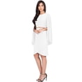 thumbnail image 4 of KOH KOH Long Cape Batwing Cloak Dolman Sleeve Knee Length Fall Winter Work Tunic Dressy Formal Wedding Guest Party Funeral Mini Midi Dress For Women Ivory White XXX-Large US 22-24 NT115, 4 of 6
