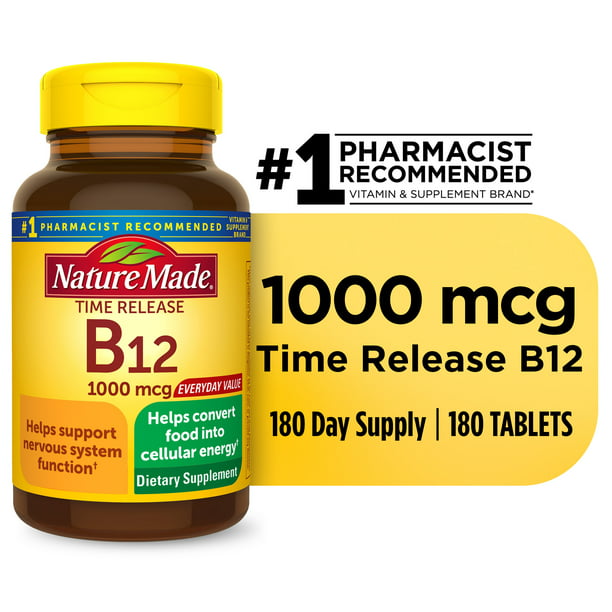 Nature Made Vitamin B12 1000 mcg Time Release Tablets, 180 Count Walmart.com