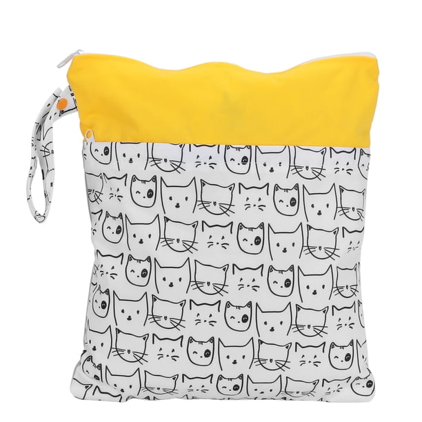 Bolsa de almacenamiento de pañales de dibujos animados, bolsa de pañales de tela seca y húmeda con patrón de dibujos animados, bolsa seca y húmeda para pañales a medida para la perfección