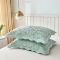 thumbnail image 2 of Bilot 2-Piece 100% Cotton Quilted Pillow Shams Embroidered Farmhouse Pillow Shams (King, Aruba Blue), 2 of 6