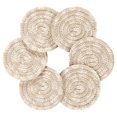 thumbnail image 2 of Haosy Set of 6 Drink Woven Coaster with Holder Heat Resistant Non-Slip Bar Coasters 4 Inches White Bohemian Leaves, 2 of 7