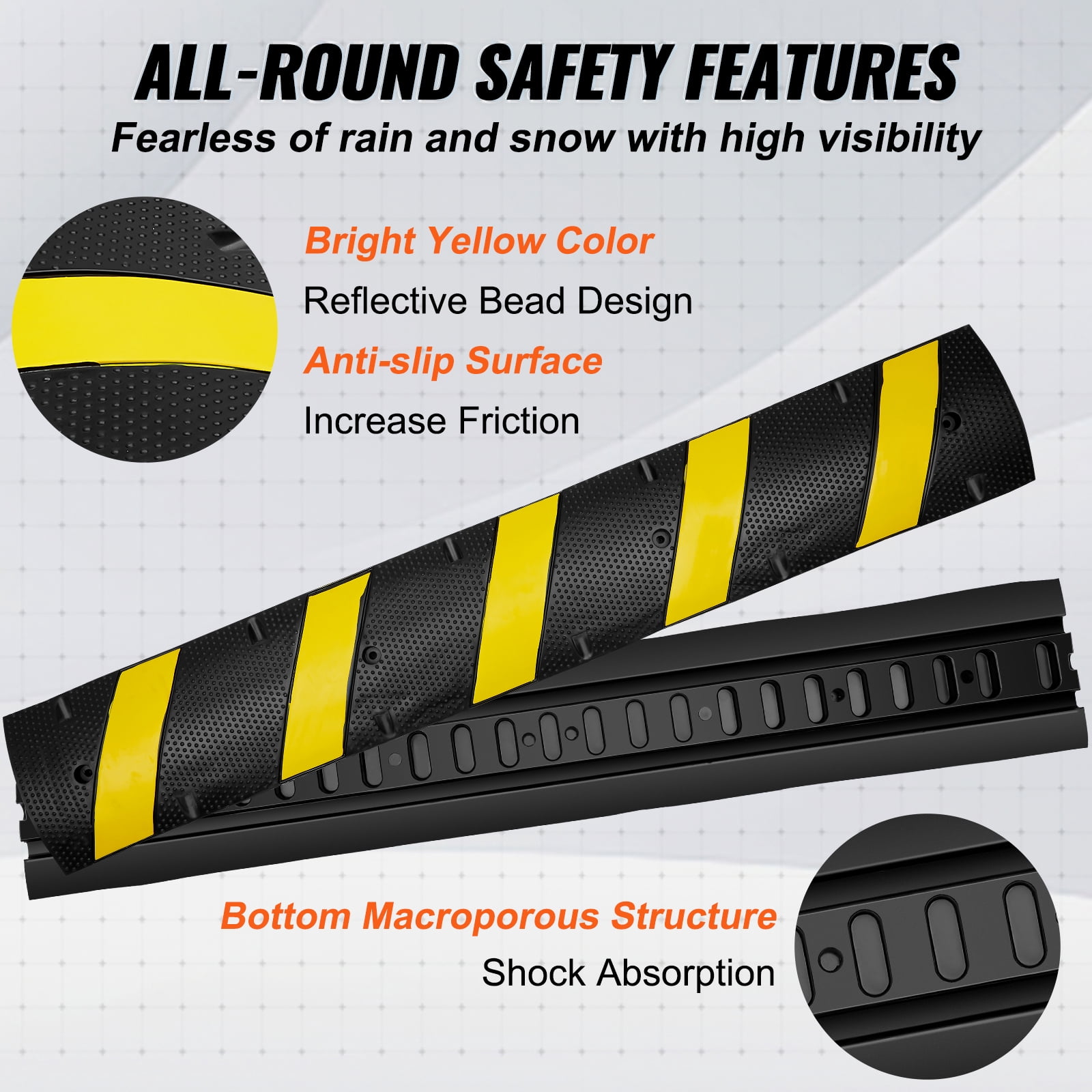 SKYSHALO 2 PCs 72'' Rubber Speed Bump 2 Channel Load Heavy Duty Speed Hump 22000lbs