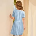 thumbnail image 4 of Girls Dresses Children Solid Color Short Sleeve Pleated A Line Elastic Waist Cute Dresses Party Princess Dress Size 4 Y-5 Y, 4 of 4