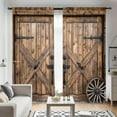 thumbnail image 5 of WNOOHIY Nostalgic Atmosphere Barn Door Wood Texture Light-filtering Window Curtains for Bedroom and Living Room, Set of 2 Panels, 5 of 8
