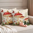 thumbnail image 2 of Red Mushroom Outdoor Waterproof Pillow Covers, Spring Floral Pastoral Butterfly Decorative Square Throw Pillowcase Sofa Cushion Sham for Patio/Couch/Chair, 24"x24" 2 Pack, 2 of 8