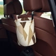 thumbnail image 5 of Round Car Trash Can 7×5.9in Waterproof, Durable, Not Easy To Fade, Easy To Install And Disassemble To Prevent Interior Pollution Tan Geometric Lines_1, 5 of 7