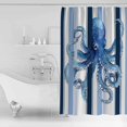 thumbnail image 4 of Small Stall Shower Curtain 36x78 Inch Narrow Half Size Ocean Octopus Bath Curtains Bathroom Decor Watercolor Navy Blue Aqua Stripe Modern Waterproof Fabric Shower Curtain Set with Hooks 36 Inch, 4 of 6