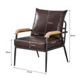 thumbnail image 3 of Clipop  Faux Leather Single Sofa Couch, Modern Accent Armchair with Solid Wood Armrest and Sturdy Metal Frame, for Living Room,Adult, Brown, 3 of 9