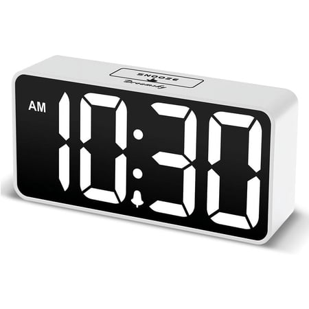 DreamSky Small Digital Alarm Clock for Bedroom with Large Big Numbers | Electric Bedside Desk USB Charging Port, Brightness Dimmer, Adjustable Volume, USB-C Adapter Powered