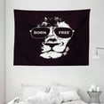 thumbnail image 1 of Quote Tapestry, Hand Drawn African Lion with Sunglasses Inspirational Freedom Themed Message, Wall Hanging for Bedroom Living Room Dorm Decor, 80W X 60L Inches, Black and White, by Ambesonne, 1 of 2