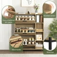 thumbnail image 5 of Shoe Storage Cabinet, Modern Narrow Hidden Shoe Rack with 3 Flip Drawers, Open Shelves, Freestanding Shoe Organizer for Hallway, Entrance, Terrace, Driftwood, 5 of 8