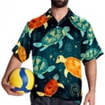thumbnail image 4 of Turtle Seamless Men's Short Sleeve Poplin Button Down Hawaiian Printed Summer Beach Shirt, Unisex, 4 of 6