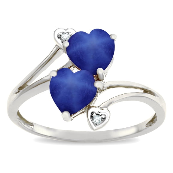 Star K � 6mm Created Star Sapphire Two Double Hearts Bypass Promise Ring