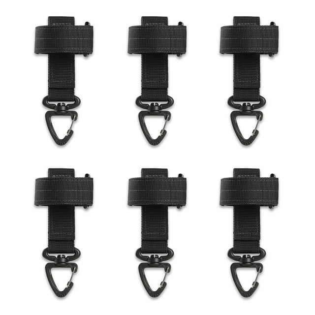 Gancho de cinturón Percha de mochila exterior Portátil Portátil Trekking Colgante Cintura de cintura Cintura Weble Negro Pack de 6 Vogacara OD011017-01