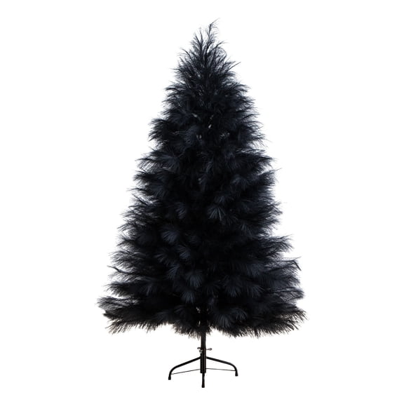 Nearly Natural Artificial Pampas Grass Halloween Tree - 6' - Black