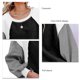 thumbnail image 5 of Sudadera de lana difusa con cuello redondo para mujer, informal, de moda, con manga larga abombada, color block, color negro, M, 5 of 6