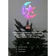thumbnail image 4 of Luna estrella forma árbol de Navidad decoración superior luces 3D hueco plata brillante árbol de Navidad decoración operado por batería colorido, 4 of 5