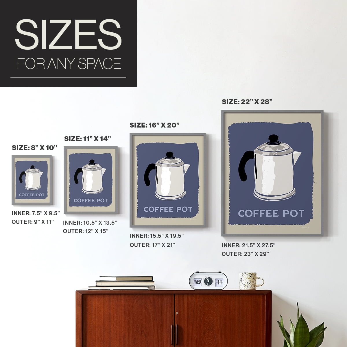 Modern Coffee I in Gray Solid Wood 8 x 10 Framed Print