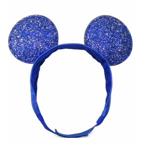 Disney Parks Kids Minnie Mouse Glitter Polyester Adjustable Fashion Headband, Blue