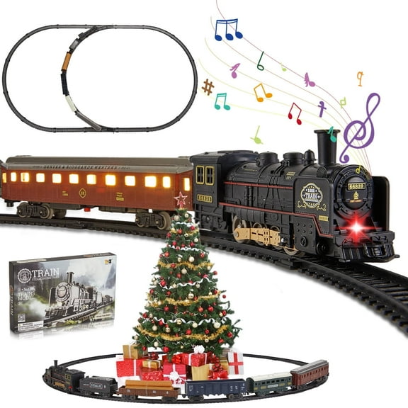 Zacro Electric Train Set for Kids with Track & Glowing Passenger Carriages, Lights and Sound, Under Christmas Tree Toy Train Set for 3 4 5 6 7  Years Old Boys Girls Gifts