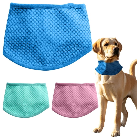 Pet Dog Summer Cooling Apparel, Cooling Bandana for Dogs, Cooling Neck Wraps for Summer Heat, Dog Bandana, Neck Cooling Wraps, Blue Mesh Dog Cooling Neck Wrap(L)