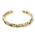 thumbnail image 2 of 2 pc Rack Plating Brass Pave Colorful Cubic Zirconia Open Cuff Bangles for Women Long-Lasting Plated Lead Free Cadmium Free Real 18K golden Plated Inner Diameter: 2-1/2x2-1/4 inch(6.2x5.8cm), 2 of 3