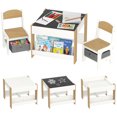thumbnail image 1 of Qaba Ensemble de Table et Chaises pour Enfants 3 Pcs avec Plateau Réversible, Bois Naturel, 1 of 10