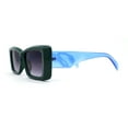 thumbnail image 3 of Womens Diamond Cut Beveled Mod Plastic Rectangle Sunglasses Green Blue Smoke, 3 of 4