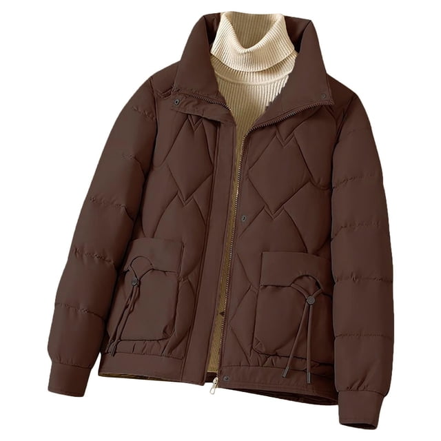Lovzfmll Veste Décontractée pour Femmes, Style à Manches Longues Colorées Sans Capuche Café, m