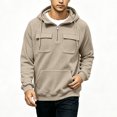 thumbnail image 6 of Hngshg Men's Hooded Sweatshirts Big and Tall Long Sleeve Quarter Zip Tops Textured Drawstring Pullover Hoodies, 6 of 7