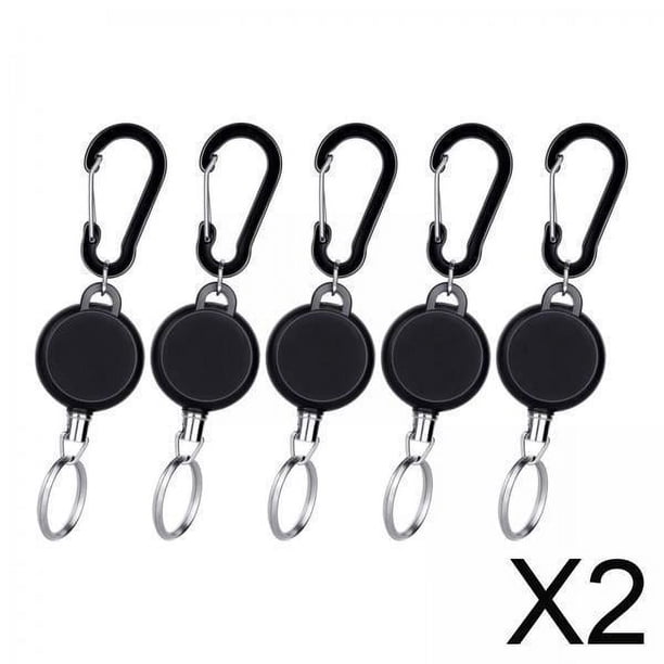 Llavero retráctil,Llavero retráctil,Soporte para llaves de retroceso Clip para carrete de tarjeta de identificación,Llavero extensible Portatarjetas de alambre de acero,Llavero Gancho