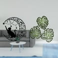 thumbnail image 2 of Arte de pared,Estatua decorativa de pared de gato negro de metal,Escultura de pared de metal minimalista con adorno de pared,Placa de pared con hojas de palma,Decoración de pared de madera con, 2 of 8