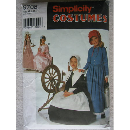 Costumes 9708 - Size A S,M,L Child's and Girl's Puritan, Centennial and 18th and 19th Century Costumes., By Simplicity From USA