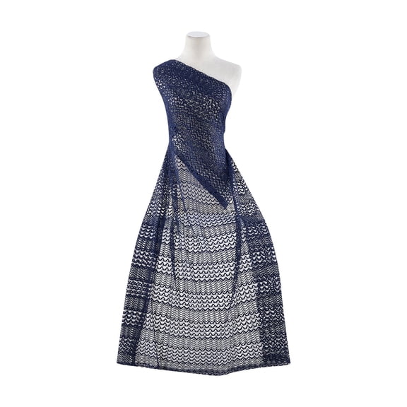 Zelouf Ottavia Open Crochet Knit , Sewing, DIY, Crafts Fabric by the Yard, 494 Navy Hthr, 3 Yard