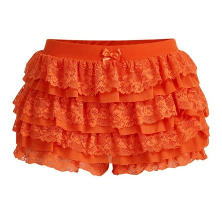 Besolor Womens Ruffle Lace Bloomers Shorts Elastic Waist Cute Bow Front Tiered Pajama Shorts Pj Bottoms Sleepwear