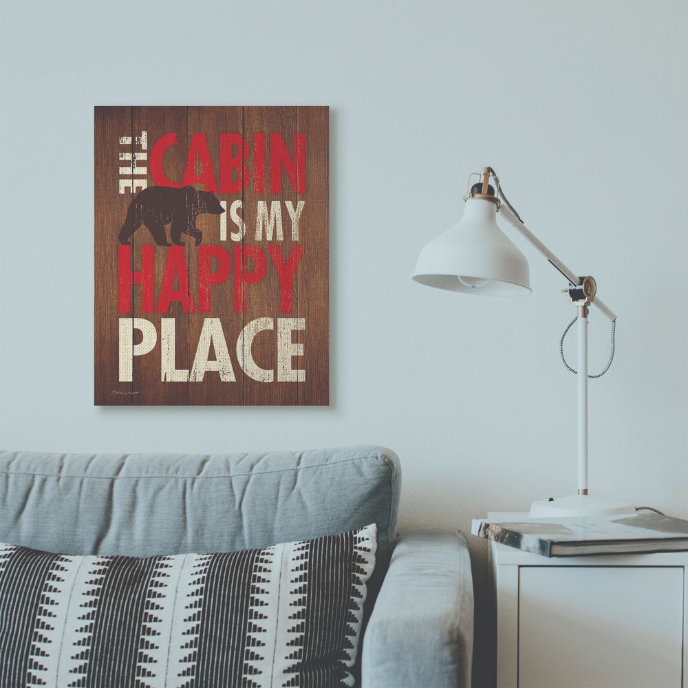 Stupell Industries Cabin Country Home Wood Textured Word Design Canvas Wall Art by Stephanie Workman Marrott