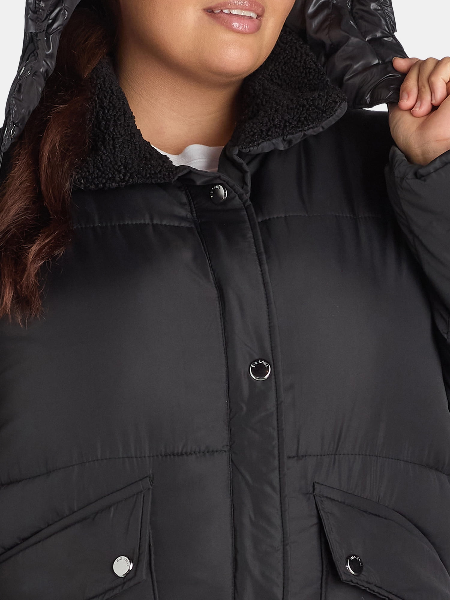 Big Chill Women's and Women's Plus Maxi Puffer Coat with Hood, Heavyweight, Sizes S-3X