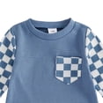 thumbnail image 5 of YDFCWXW Baby Boy Girl Checkerboard Jumpsuit Long Sleeve Pocket Onesie Bodysuit (Blue, 0-3 Months), 5 of 5