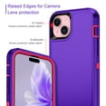 thumbnail image 7 of I-HONVA Compatible with iPhone 15 Case,3-Layer Military Grade Drop Protection Anti-Slip Bumper Rugged Shockproof Dustproof Protection 6.1 inch Phone Case,Purple Pink, 7 of 7
