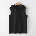 thumbnail image 6 of Mens Tank Top Beach Baggy Cotton Linen Solid Button Beach Sleeveless Hooded Shirt Tank Tops Blouses, 6 of 9