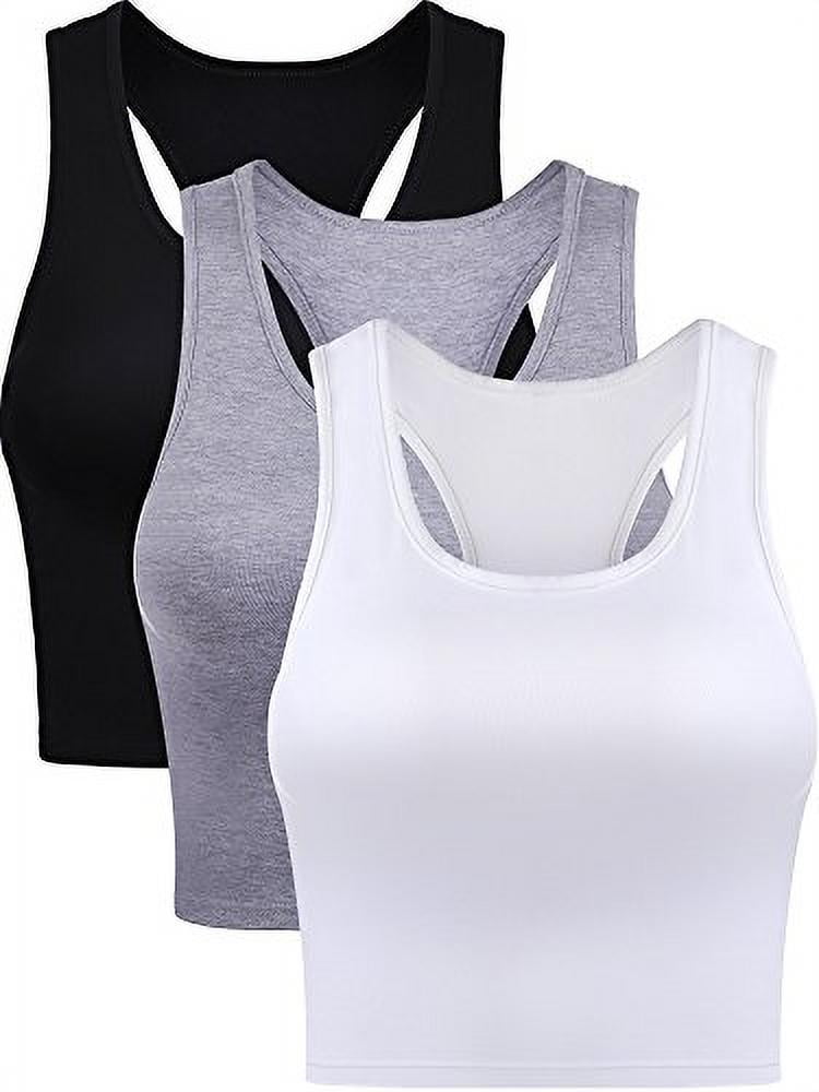 4 Pieces Basic Crop Tank Tops Womens Sleeveless Racerback Crop Sport Tank Tops Sport Bra Yoga Workout Shirt for Teen Girl