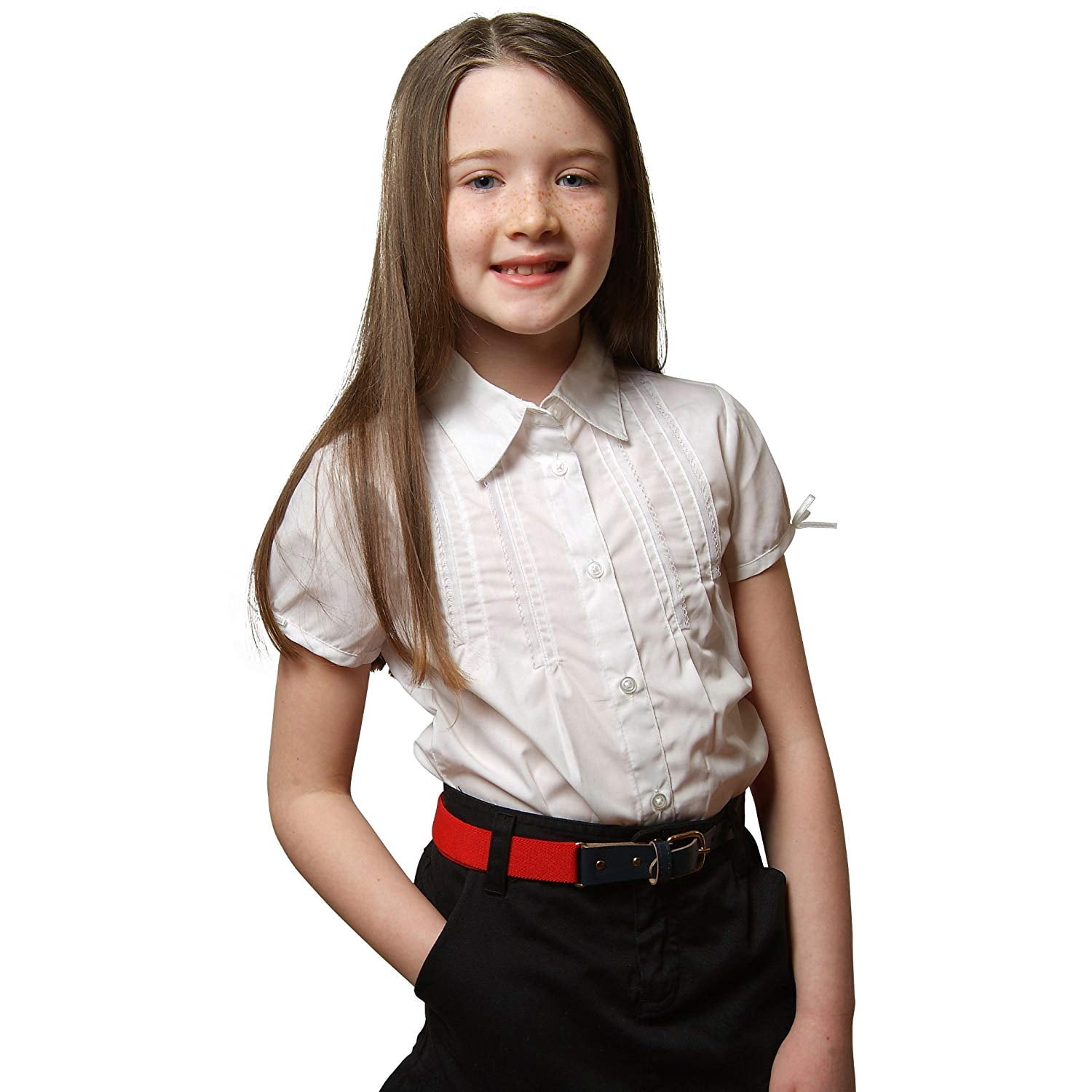 Hold'em Kids Elastic Adjustable Strech Belt with Leather Closure for Male - Red