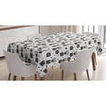 thumbnail image 1 of Hipster Tablecloth, Comic Animals Portraits with Hello and Howdy Hi Speech Bubbles Fun Kids, Rectangular Table Cover for Dining Room Kitchen, 52 X 70 Inches, Pale Grey Black Coral, by Ambesonne, 1 of 3
