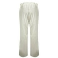 thumbnail image 5 of lcziwo Daily Sales Clearance, Women's Side Hollow Cotton Linen Summer Pants Casual Elastic Waist Drawstring Straight Sweatpants Solid Color Lounge Trousers with Pockets White M, 5 of 6