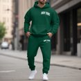 thumbnail image 4 of Drie Hoodie Set Womens Fleece 2 Piece Outfits Sweatsuit Crop Hooded Pullover Sweatshirt Top Jogger Sweatpants Tracksuits Set Dark Green,M, 4 of 6