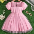 thumbnail image 2 of DHFJKG Dress Trendy Girls Dresses Casual Outings Outdoor Stylish Solid Color Round Neck Short Puff Sleeve Lace Tulle Ball Gown Dress For Ages 4-7 Cute Dress, 2 of 6