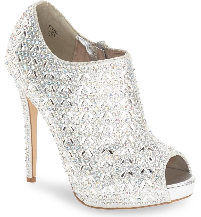 silver open toe booties